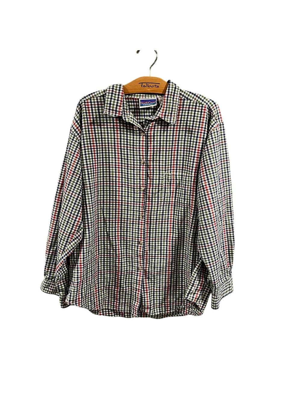 NorthCrest Classic Gingham Check Button Up Shirt Cotton XL Size 18